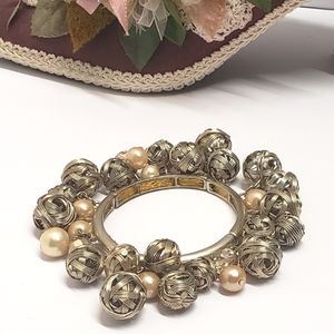 Gorgeous Hand Crafted Wire Wrapped Ball & Bead Dangle Cluster Bracelet